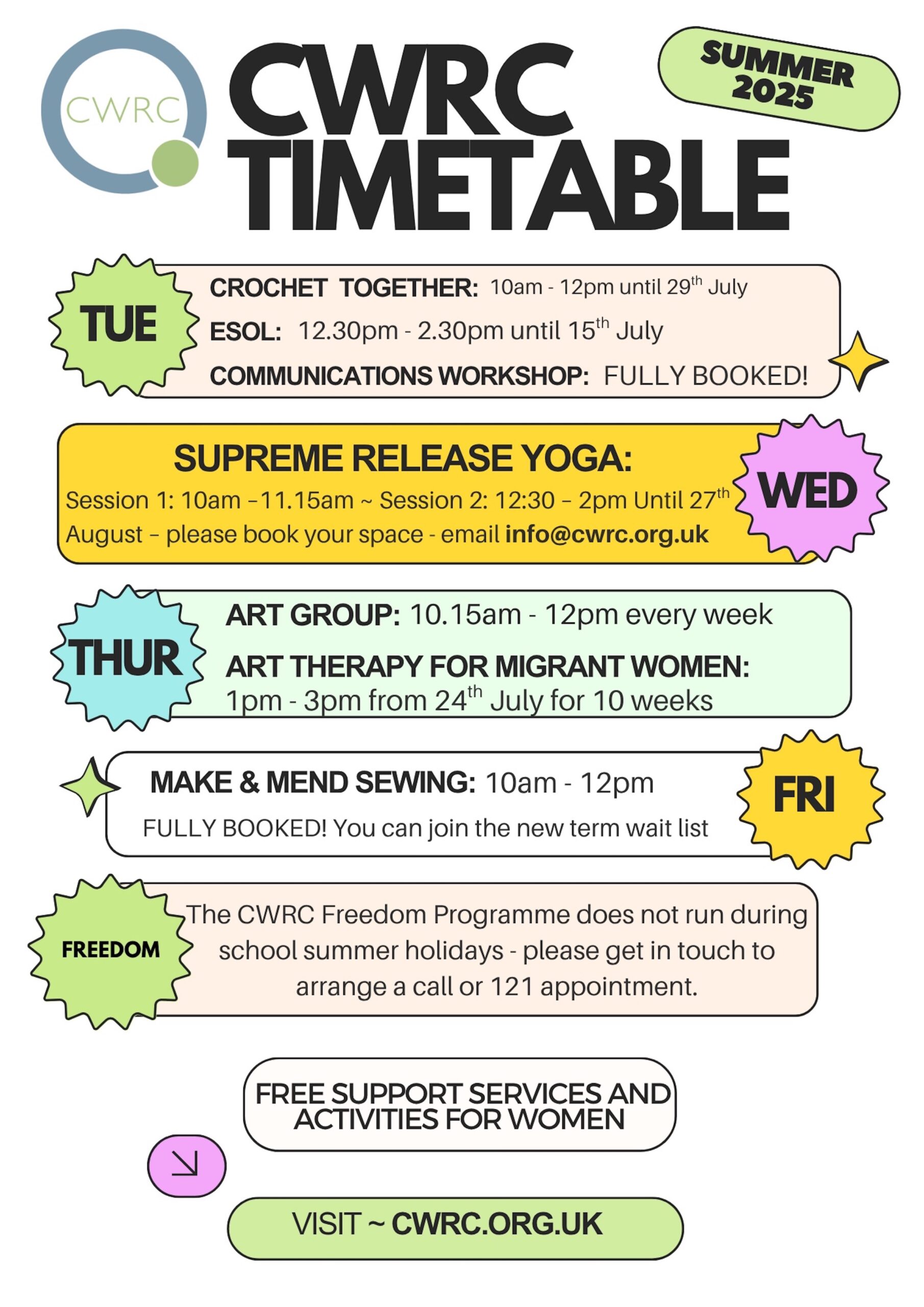 CWRC Timetable Final – to end of August – 1